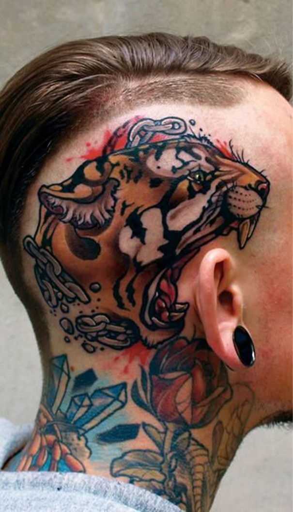 tatuagem animal para homens na cabeça 