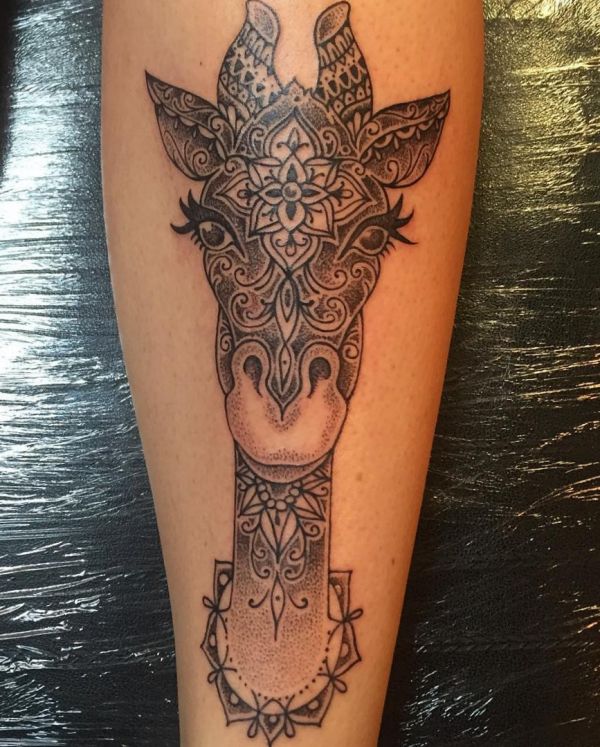 Mandala Giraffe Head Tattoo Design Dotwork 