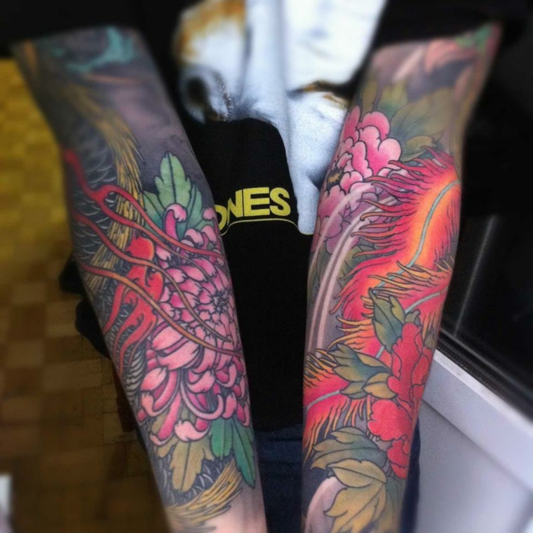 motivos florais mangas tatuagens 