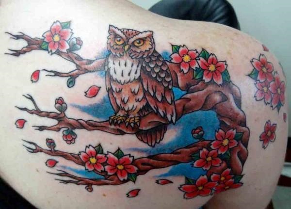 Desenhos e significados do Tattoo da árvore da flor de cereja 4 