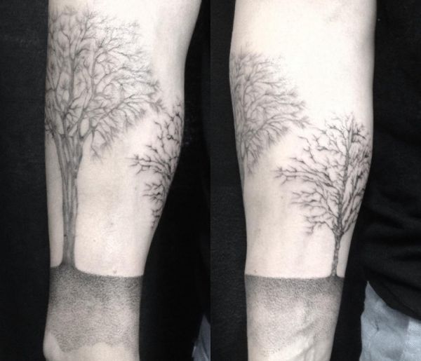 Tatuagem de árvore olmo no antebraço 