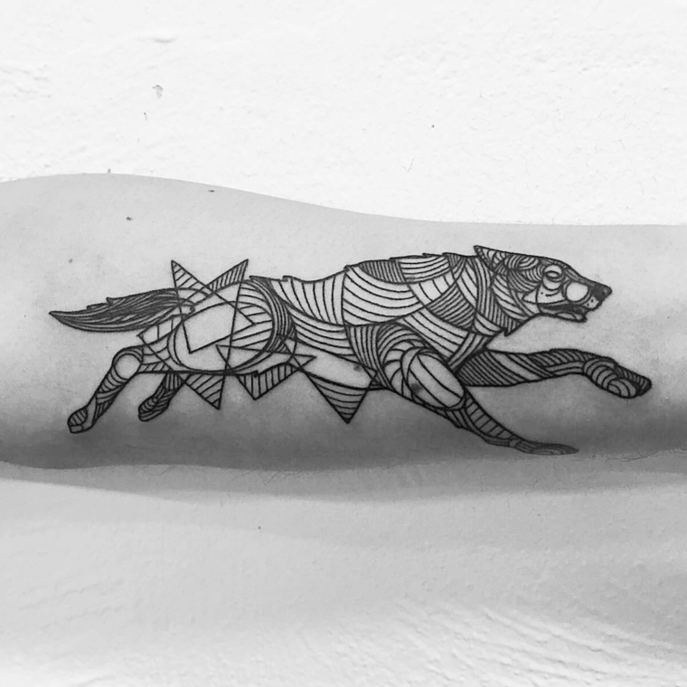 tatuagens de lobo-execução-design-geométrica 