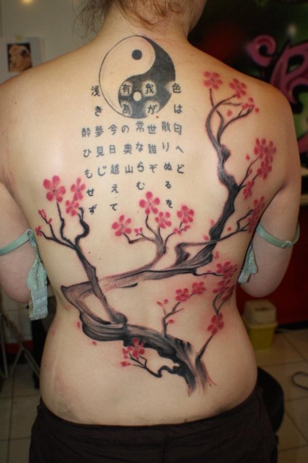Desenhos e significados do Tattoo da árvore da flor de cereja 3 