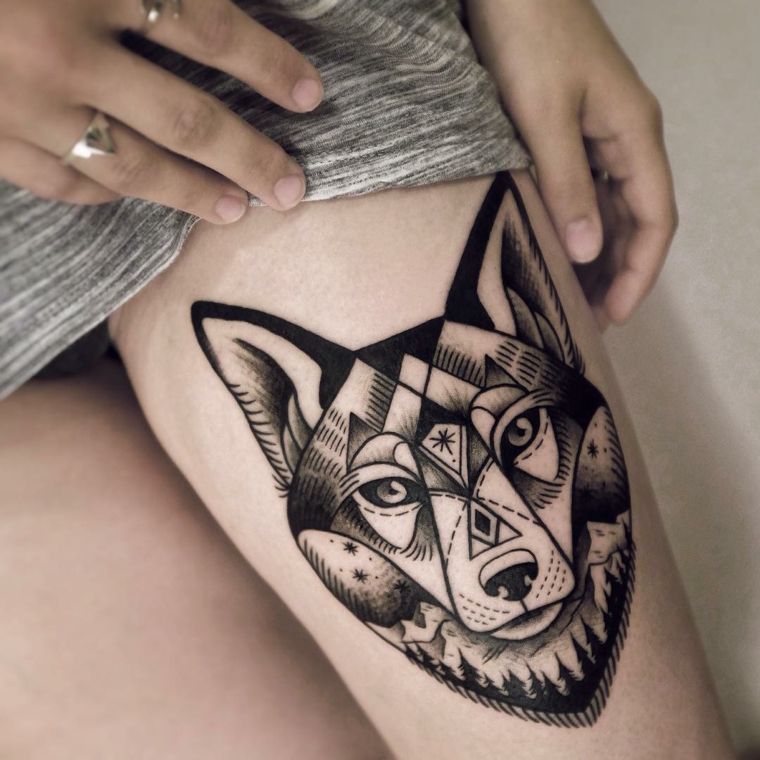 lobo-tatuagem-desenho-tribal-estilo 