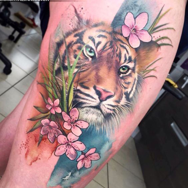 Desenho de tatuagem de tigre 