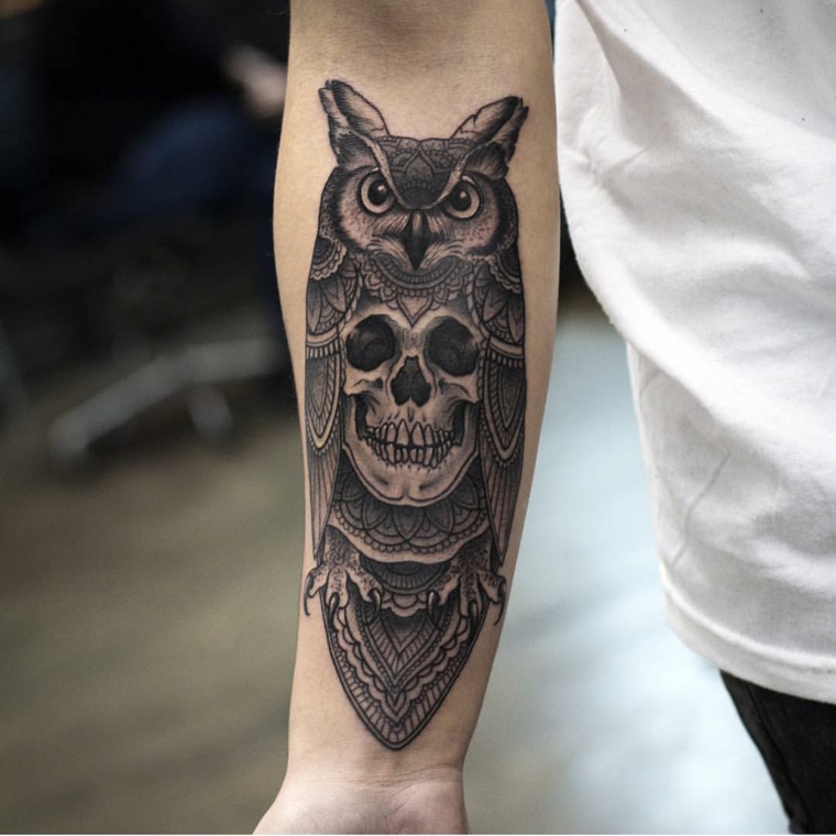 tatuagens-no-antebraço-tigre-opções-coruja 