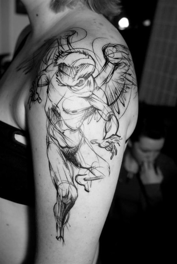 tatuagem de anjo no ombro 