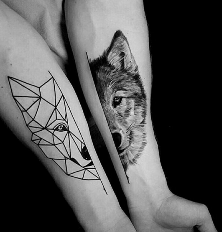 desenhos de tatuagem de lobo-antebraço 