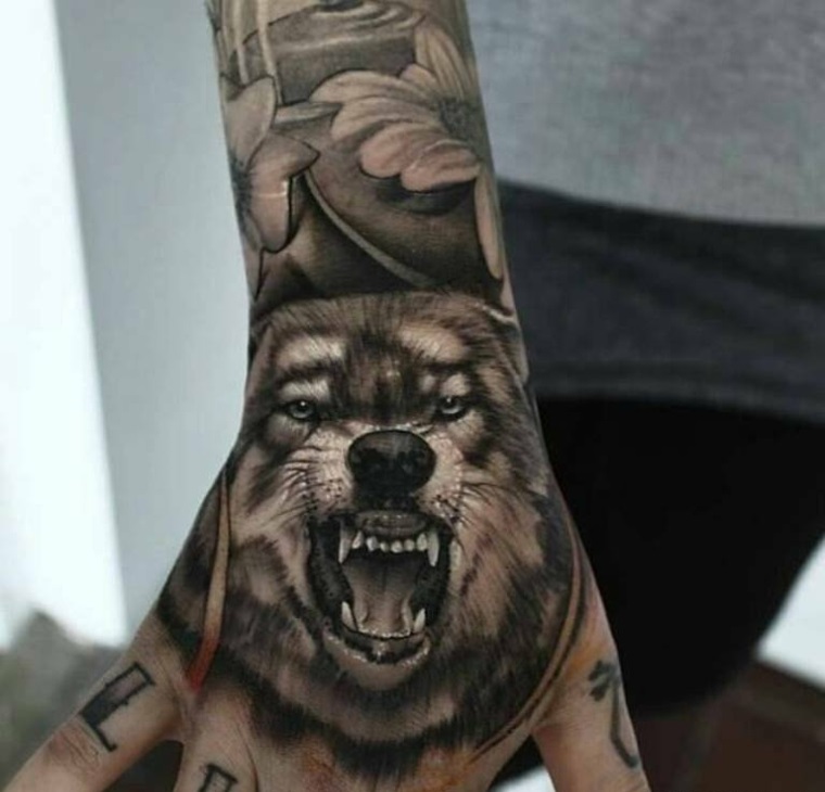 tatuagens de armas lobo realista 