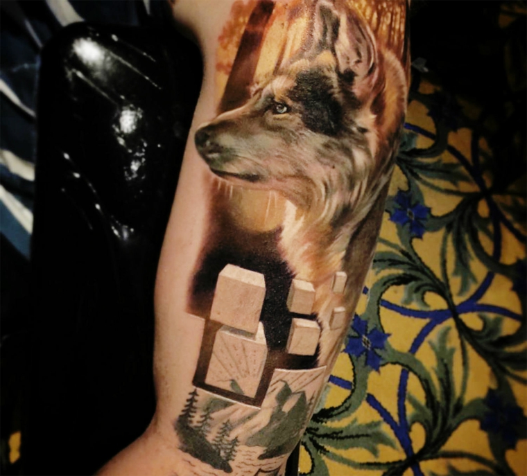 tatuagens-em-3D-lobo-moderno-design de estilo 
