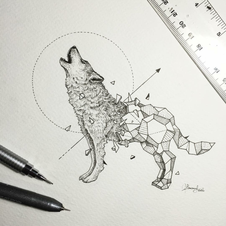 desenho de tatuagem de lobo original 