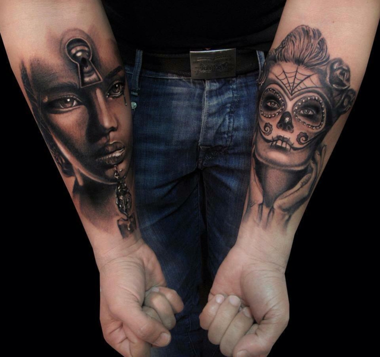 tatuagens-on-the-antebraço-somente-faces-mulher 