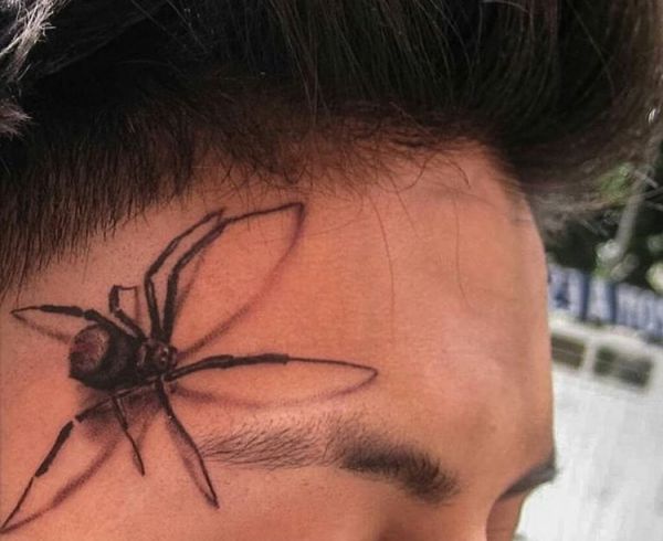 Desenho de tatuagem de aranha no rosto