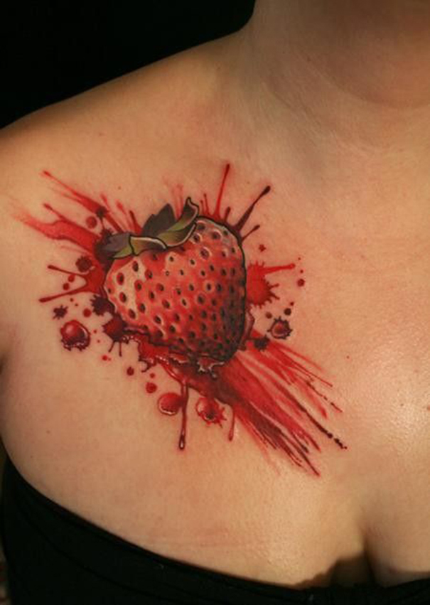 tatuagem de morango para mulheres 