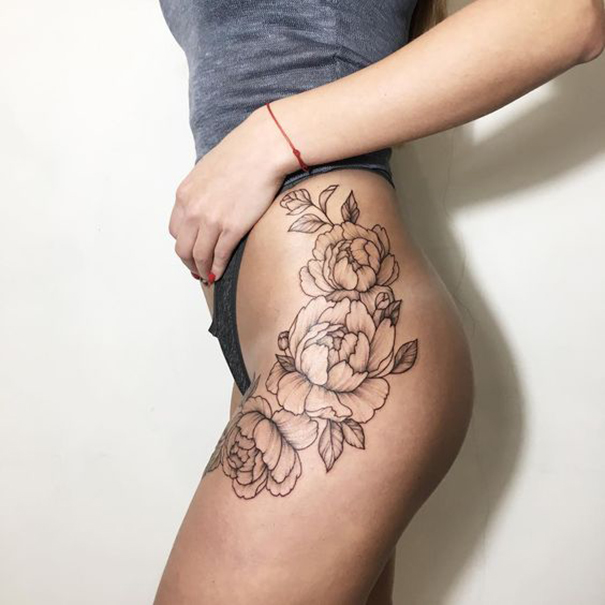 Desenhos de tatuagem de flor nova peônia » Tatuagens HD