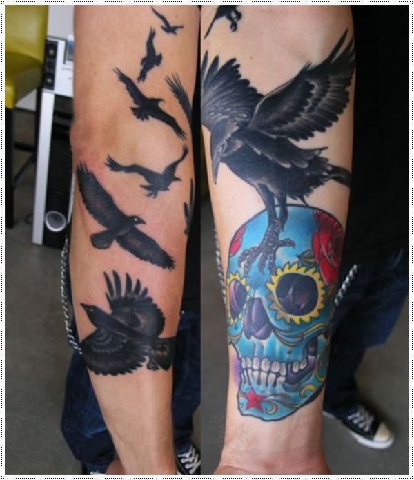 o crânio e o corvo-tatuagem-significado-e-design 