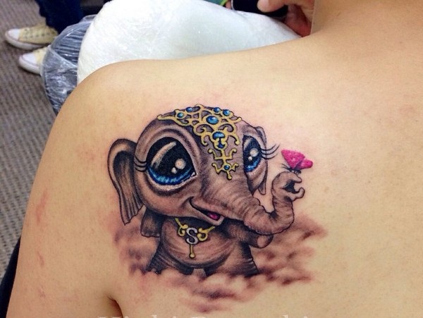 Projetos minúsculos Vectorial bonitos do Tattoo do elefante (50) 