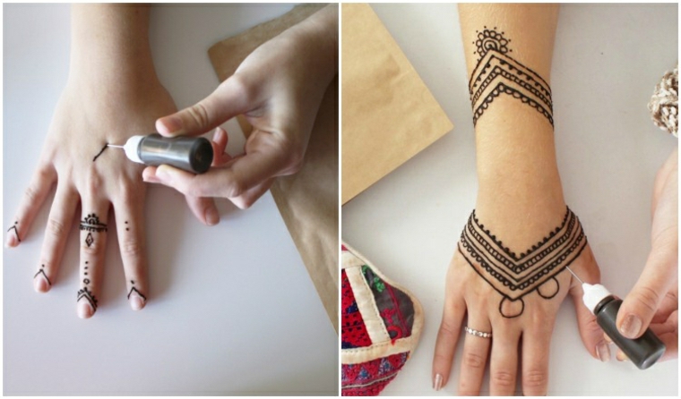 mãos de tatuagem de henna 
