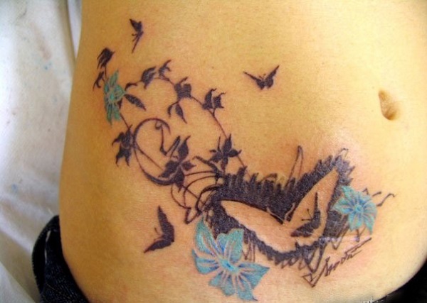 tatuagem de borboleta com flores 17 