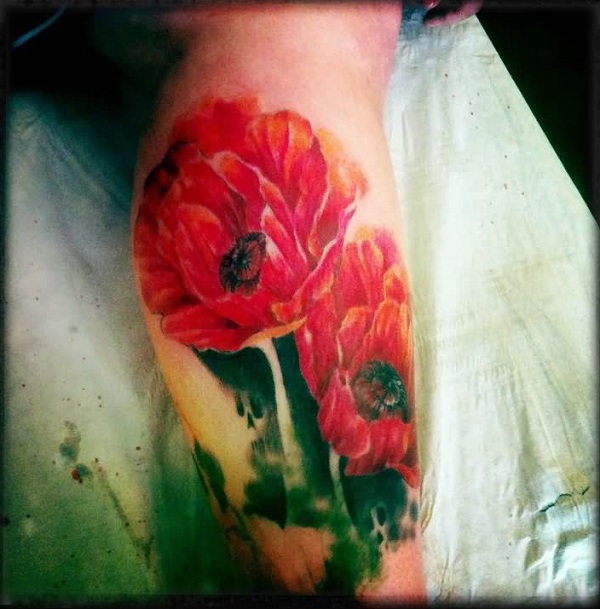 tatuagem de flor de papoula 26 