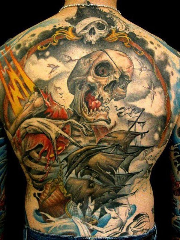 40 fantásticos desenhos de tatuagem de pirata 39 