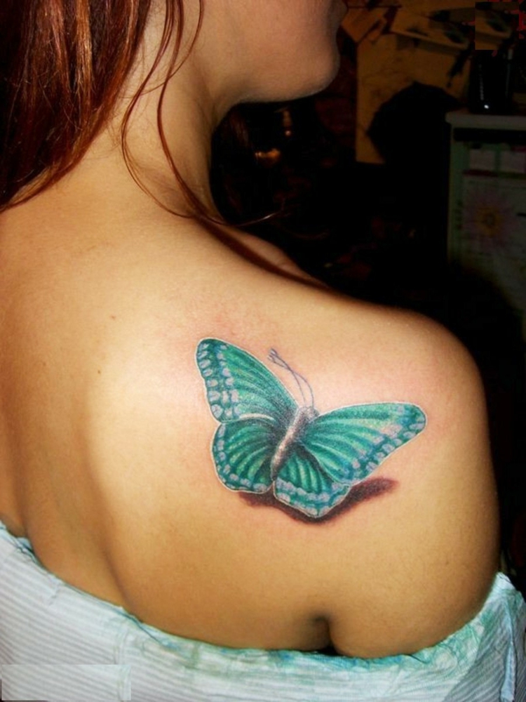 Tatuagem de efeito borboleta 3D 