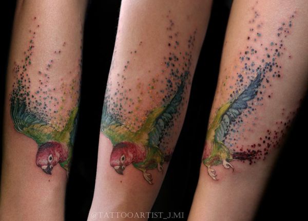 Idéias de tatuagem de papagaio aquarela em aquarela 