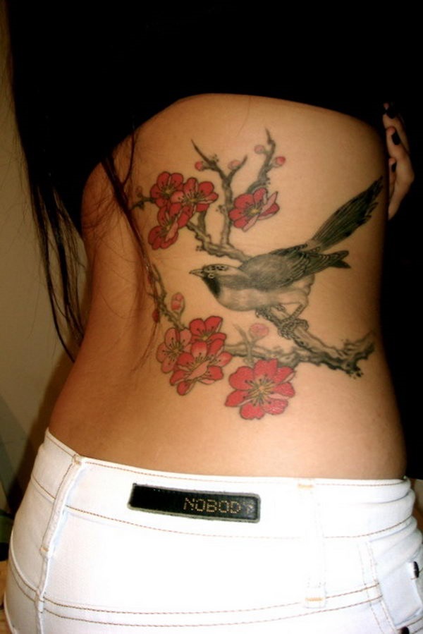 Desenhos e Significados do Tattoo da árvore da flor de cereja 27 