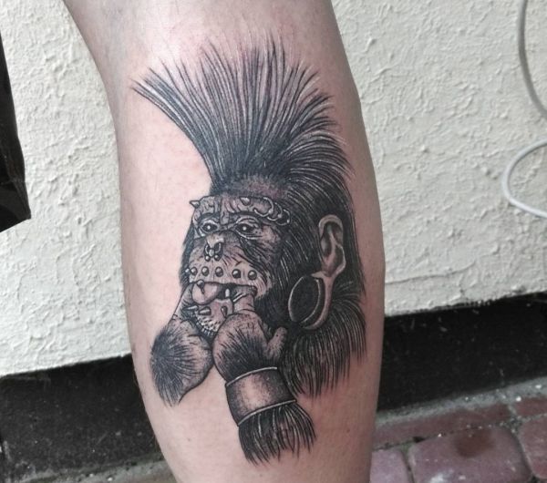 Design de macaco punk na perna preta 