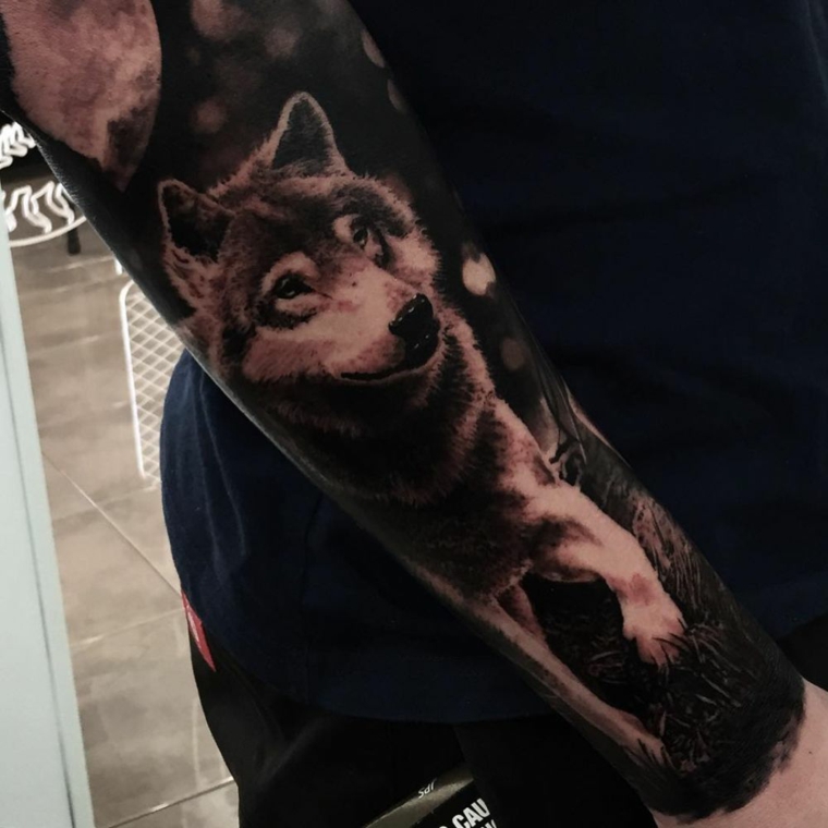 tatuagem de lobo antebraço-manga 