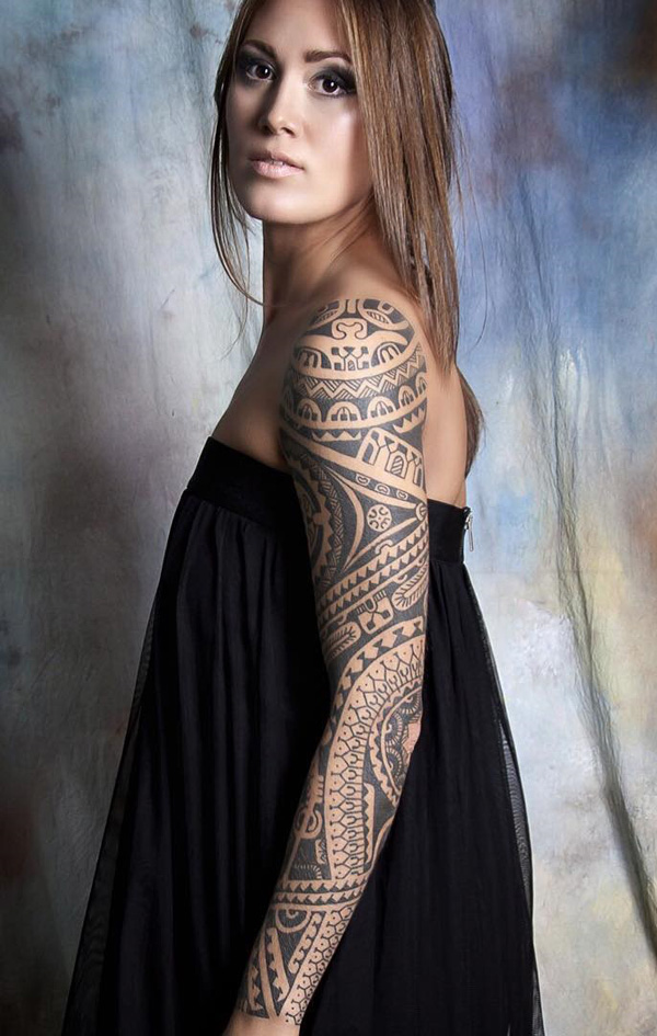 Tatuagem de tribo manga para mulheres-12 