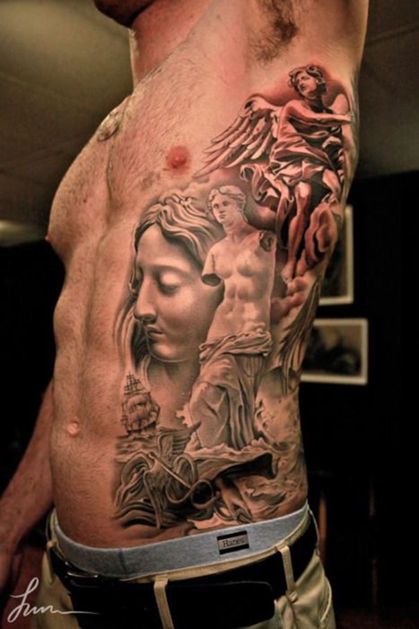 tatuagem de anjo na costela 