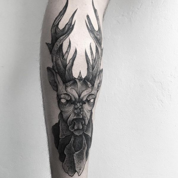 Tattoo Moose Head Design Preto 