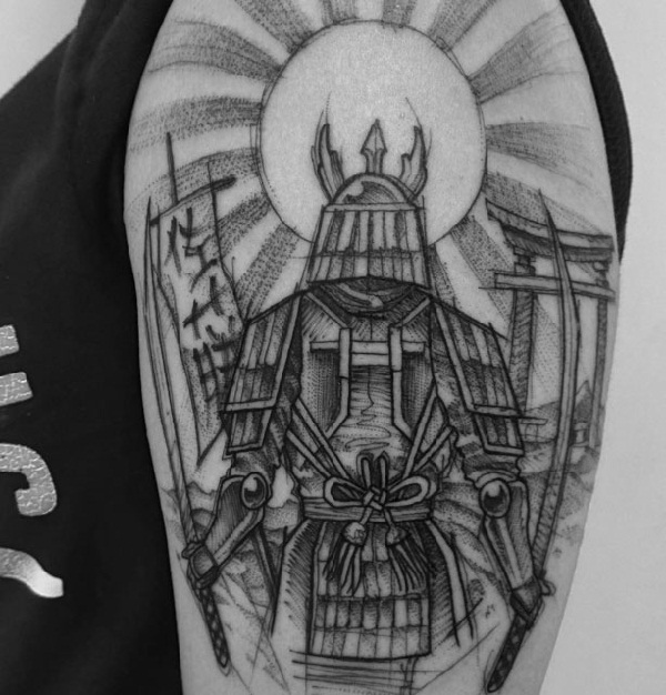 sketch-tattoos-ideassketchy-samurai-tatuagem-no-ombro-de-ricardo-da-maia 