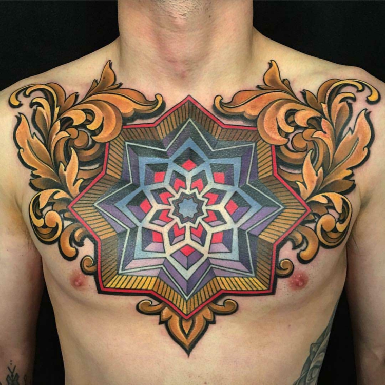 Neotraditional mandala tattoo forms 
