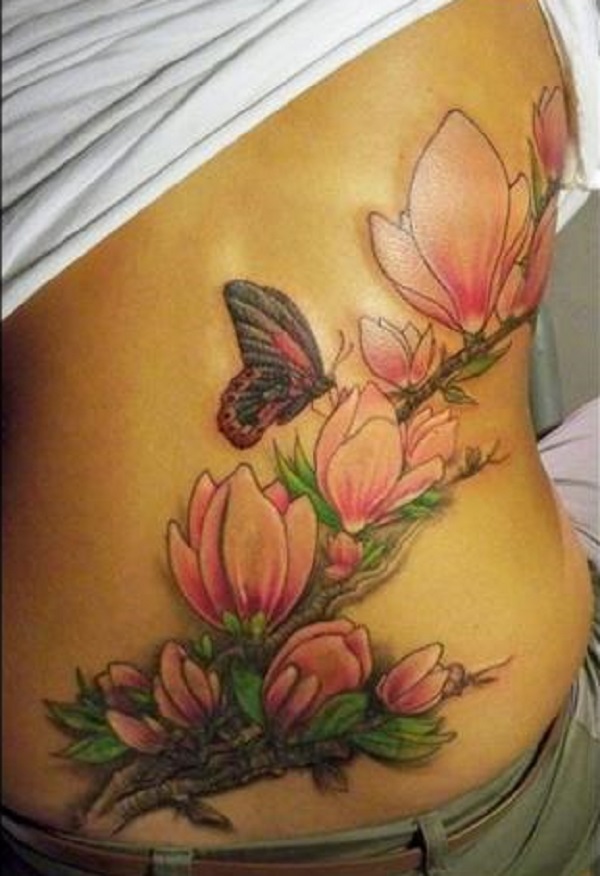tatuagem de borboleta com flores 2 