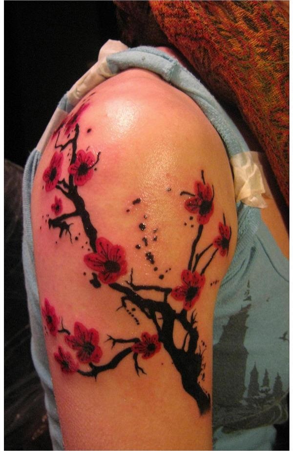 Desenhos e significados do Tattoo da árvore da flor de cereja 12 
