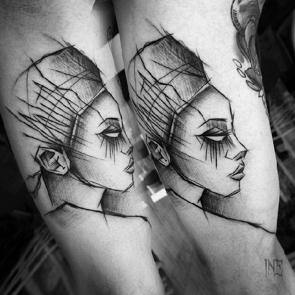 Esboço-tatuagens-ideassketchy-menina-tattoo-on-arm-by-inez-janiak 