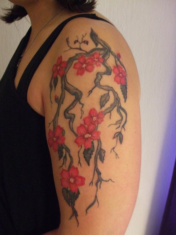 Desenhos e Significados do Tattoo da árvore da flor de cereja 14 