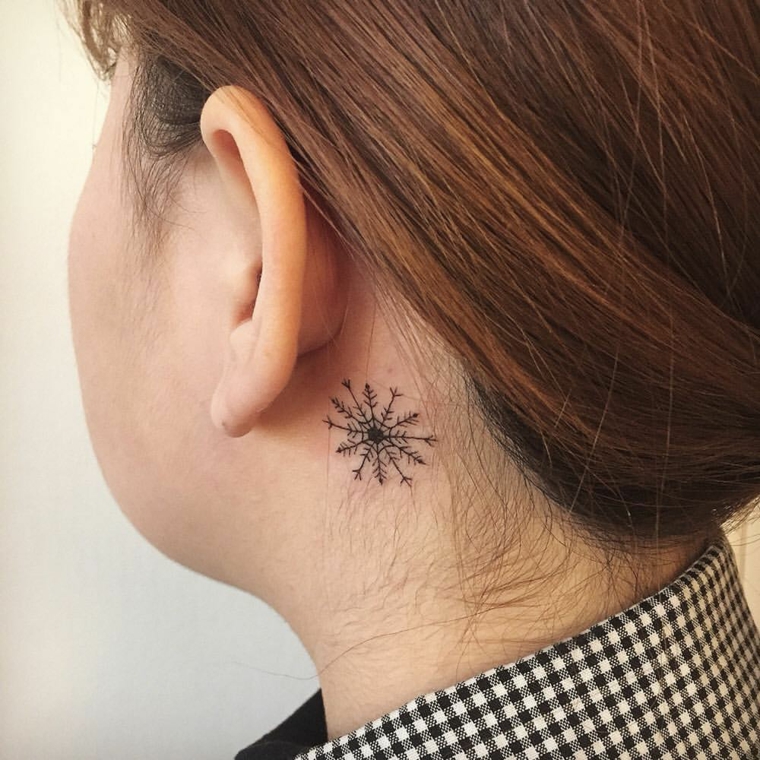 floco de neve atrás da orelha-opções-tatuagens 