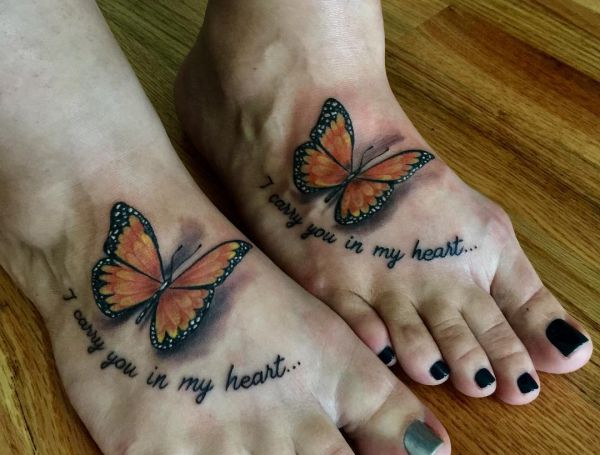 Tatuagem de casal de pé de borboleta 