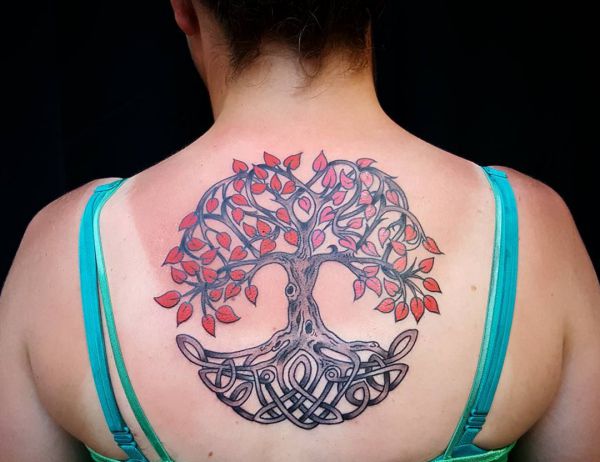 Árvore celta da vida tatuagem nas costas 