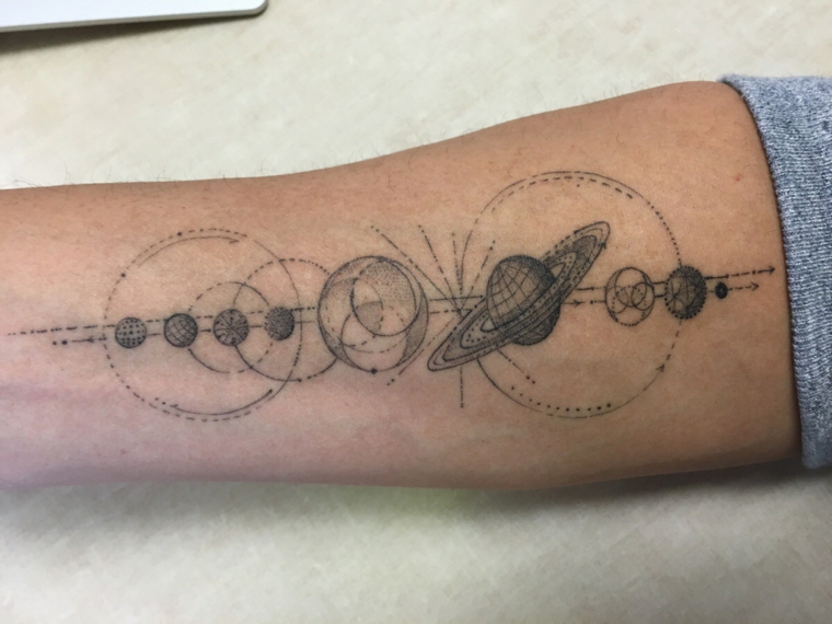 antebraço tatuagens-design-opções-sistema solar 