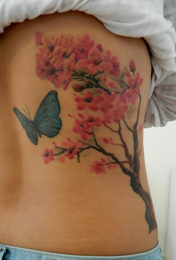 Desenhos e Significados do Tattoo da árvore da flor de cereja 10 