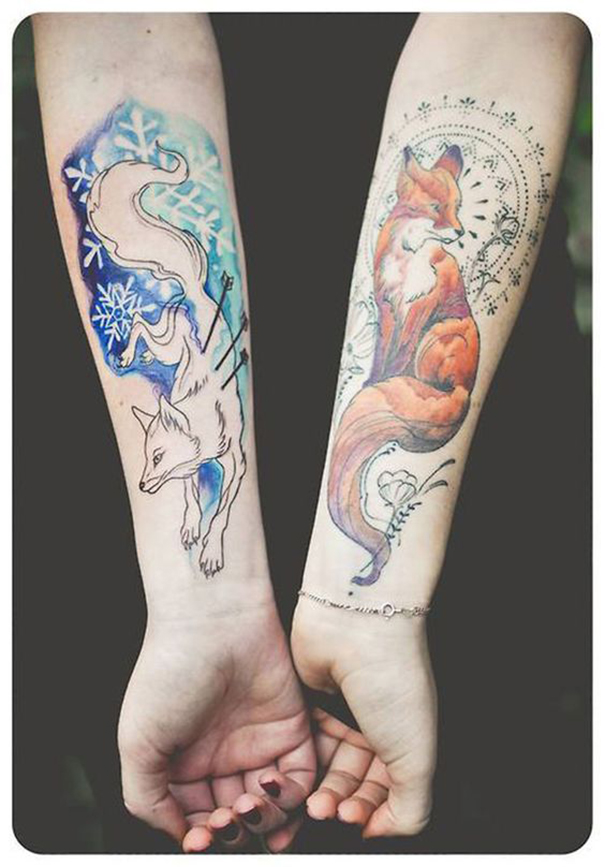 tatuagem de raposa no braço 