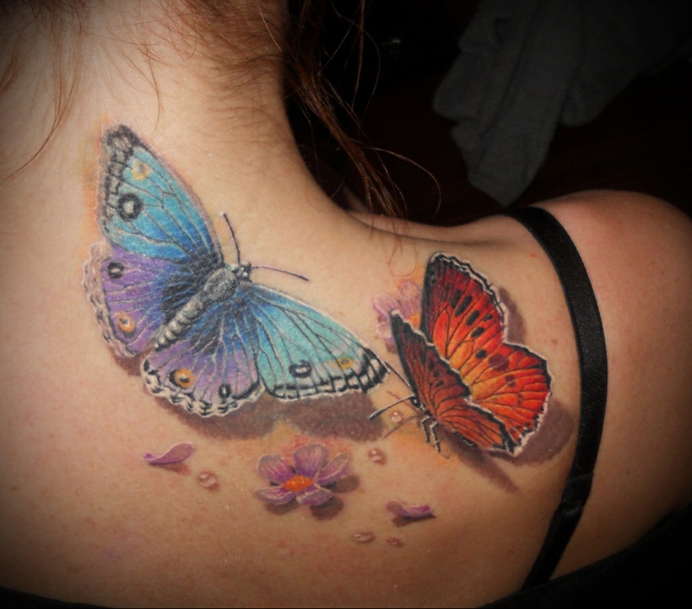 tatuagens de borboleta-duas cores 