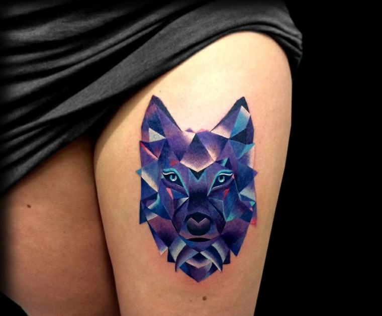 lobo-tatuagens-geométricas-cor-azul 
