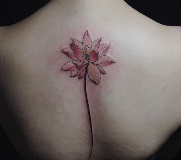 Red Lotus Tattoo nas costas 