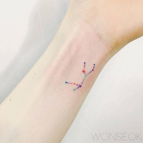 tatuagem de constelação no pulso 