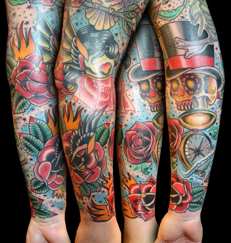 tatuagens meia manga cores homem 